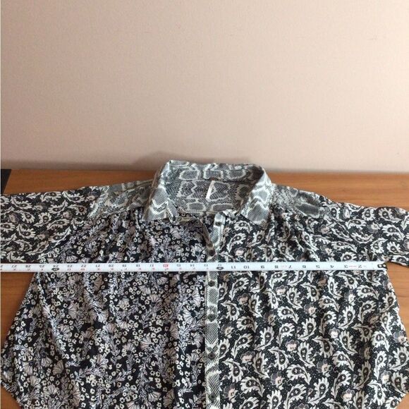 Free People Dani Chiffon‎ Long Sleeve Blouse Button Up Paisley Snakeskin XS - Picture 7 of 7